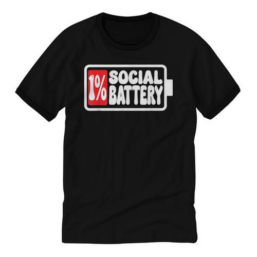 1 Social Battery Sarcastic Introverted Men Women Unisex Cotton Ringer T-Shirt - Raresse