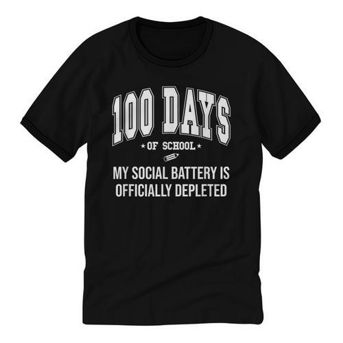 100 Days Of School Sarcastic Teacher Introvert Kid 100th Day Unisex Cotton Ringer T-Shirt - Raresse