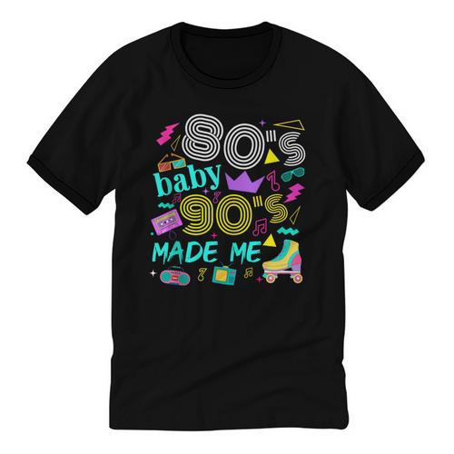 1980s 80's Baby 1990s 90's Made Me Birthday Nostalgia Vibes Unisex Cotton Ringer T-Shirt - Figerry