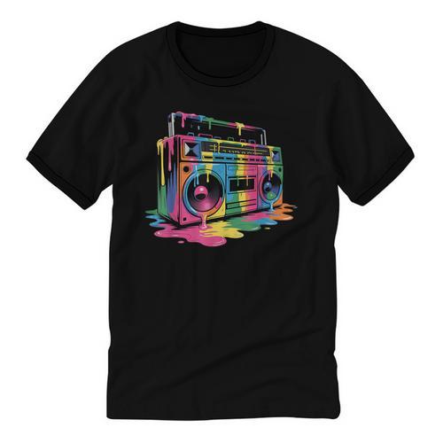 80s 90s Hip Hop Nostalgia Retro Boombox Music Lovers Unisex Cotton Ringer T-Shirt - Figerry