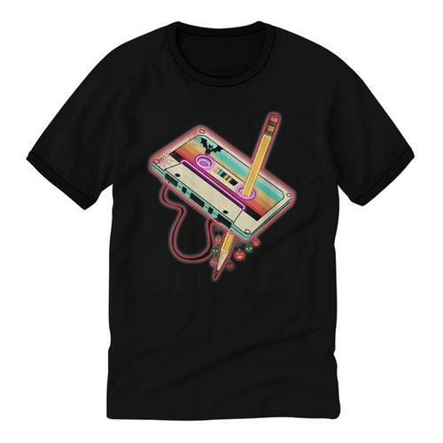80s 90s Retro Halloween's Party Costume Nostalgia Cassette Unisex Cotton Ringer T-Shirt - Figerry
