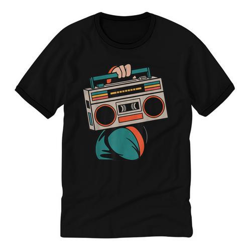 80s 90s Retro Party Costume Nostalgia Boombox Music Hip Hop Unisex Cotton Ringer T-Shirt - Figerry