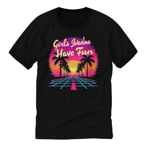 80s Fashion Girls Just Wanna Have Fun 1980s Nostalgia Unisex Cotton Ringer T-Shirt - Figerry