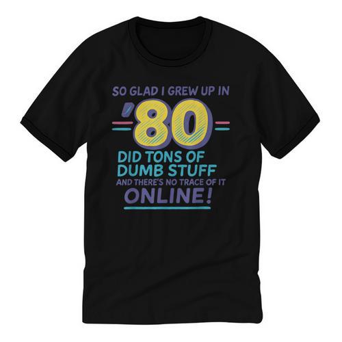 80s Nostalgia Retro Humor So Glad I Grew Up In The 80s Unisex Cotton Ringer T-Shirt - Figerry