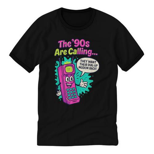 The 90s Are Calling Retro 90s Kid Nostalgia Gag Meme Unisex Cotton Ringer T-Shirt - Figerry