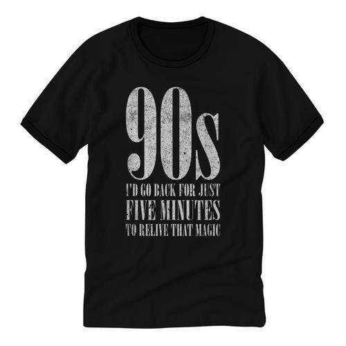 The 90s I'd Go Back For Five Minutes Nostalgia Quote Unisex Cotton Ringer T-Shirt - Figerry
