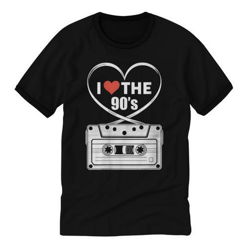90s Nostalgia Cassette Heart Retro I Love The 90s Unisex Cotton Ringer T-Shirt - Figerry