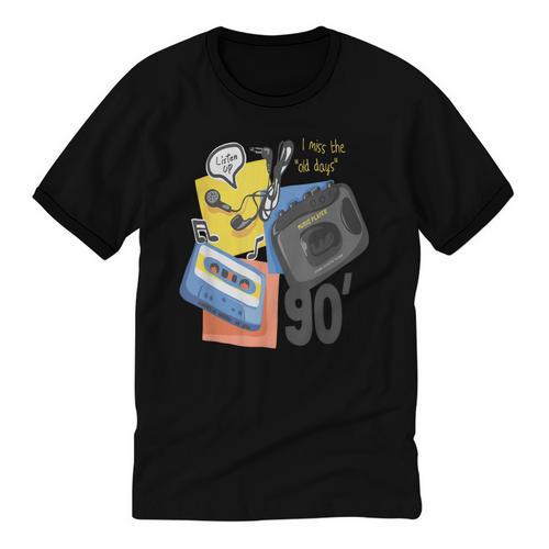 90s Retro Cassette And Walkman Nostalgia Graphic Tee Unisex Cotton Ringer T-Shirt - Figerry