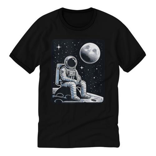 Aesthetic Spaceman Astronaut On The Moon Space Introvert Unisex Cotton Ringer T-Shirt - Raresse
