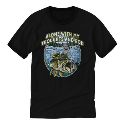 Alone With My Thoughts And Rod Introvert Fishing Antisocial Unisex Cotton Ringer T-Shirt - Raresse