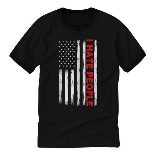 American Flag Loner Geeks Antisocial For Introvert Pride Unisex Cotton Ringer T-Shirt - Raresse