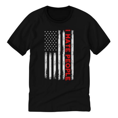 American Flag Loner Geeks Antisocial For Introvert Pride Unisex Cotton Ringer T-Shirt - Raresse