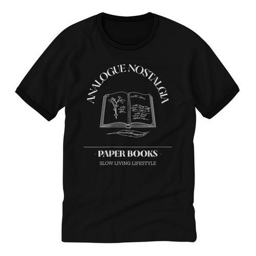 Analogue Nostalgia Paper Books Book Graphic Unisex Cotton Ringer T-Shirt - Figerry