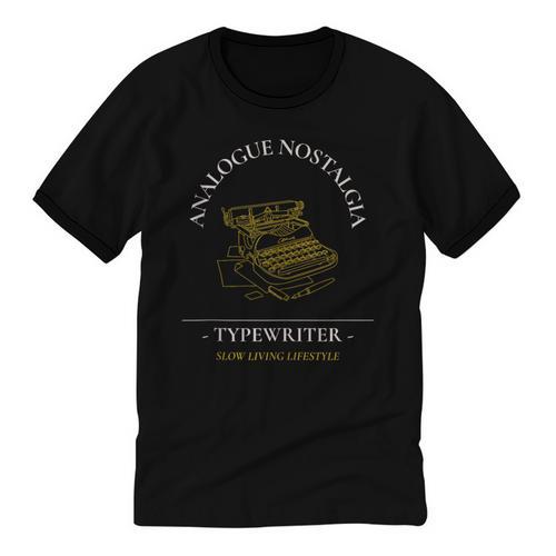 Analogue Nostalgia Typewriter Graphic Unisex Cotton Ringer T-Shirt - Figerry