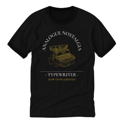 Analogue Nostalgia Typewriter Graphic Unisex Cotton Ringer T-Shirt - Figerry