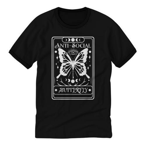 Anti-Social Butterfly Introvert Dislike People Unisex Cotton Ringer T-Shirt - Raresse