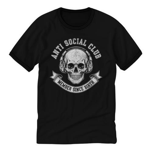 Anti Social Club Official Member Introvert Crest Unisex Cotton Ringer T-Shirt - Raresse