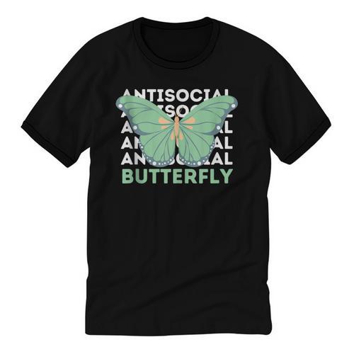 Anti-Social Introvert Butterfly Unisex Cotton Ringer T-Shirt - Raresse