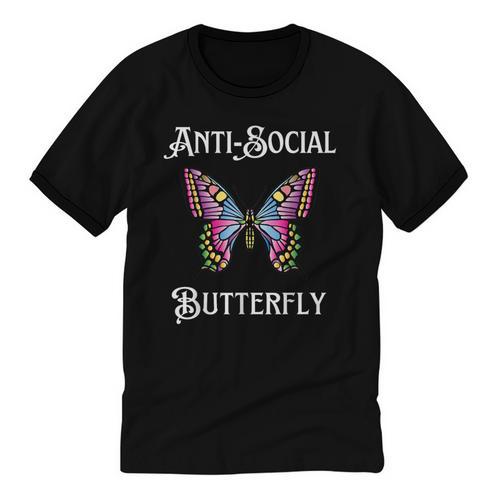 Antisocial Butterfly Aesthetic Introvert For Women Men Unisex Cotton Ringer T-Shirt - Raresse