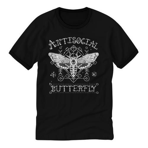 Antisocial Butterfly Introvert Death Head Moth Unisex Cotton Ringer T-Shirt - Raresse