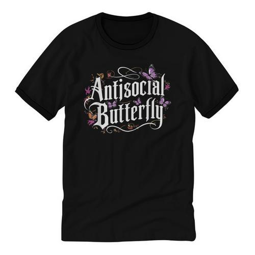 ANTISOCIAL BUTTERFLY Introvert Unisex Cotton Ringer T-Shirt - Raresse