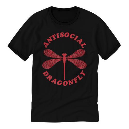 Antisocial Dragonfly Introvert Humor Nature Insect Graphic Unisex Cotton Ringer T-Shirt - Raresse
