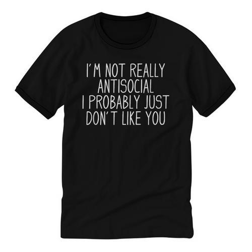 Antisocial Tee Co Introvert -Adults Modern Classic Unisex Cotton Ringer T-Shirt - Raresse