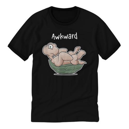 Awkward Turtle Upside Down Witty Comical Introvert Unisex Cotton Ringer T-Shirt - Raresse