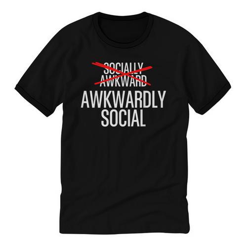 Awkwardly Social Socially Awkward Anxious Introverts Unisex Cotton Ringer T-Shirt - Raresse