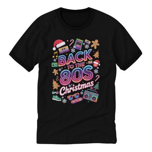 Back To-The 80 s Christmas Retro Cassette Boombox Nostalgia Unisex Cotton Ringer T-Shirt - Figerry