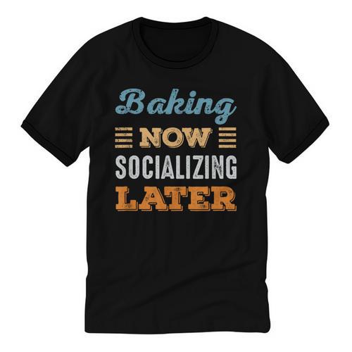 Baking Now Minimal Socializing Introvert Vintage Unisex Cotton Ringer T-Shirt - Raresse