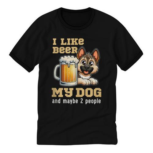 I Like Beer My Dog And Maybe 2 People Introvert Pun Unisex Cotton Ringer T-Shirt - Raresse