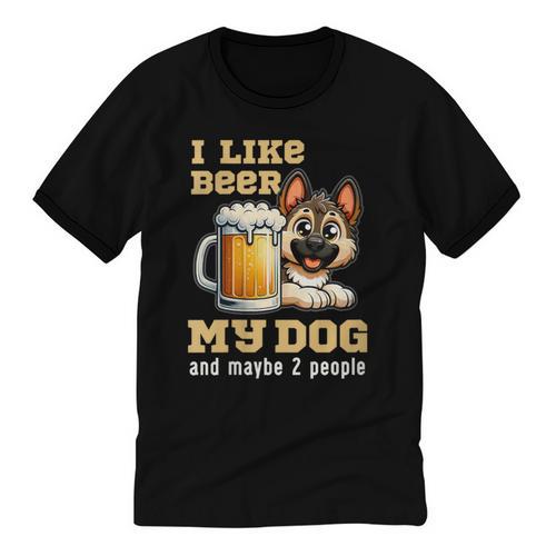 I Like Beer My Dog And Maybe 2 People Introvert Pun Unisex Cotton Ringer T-Shirt - Raresse