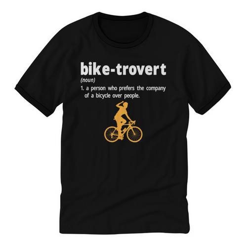 Bike-Trovert Bicycle Humor Definition Introvert Unisex Cotton Ringer T-Shirt - Raresse