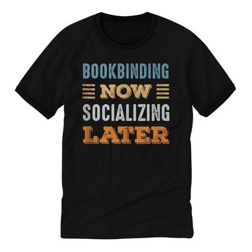 Bookbinding Now Minimal Socializing Introvert Vintage Unisex Cotton Ringer T-Shirt - Raresse