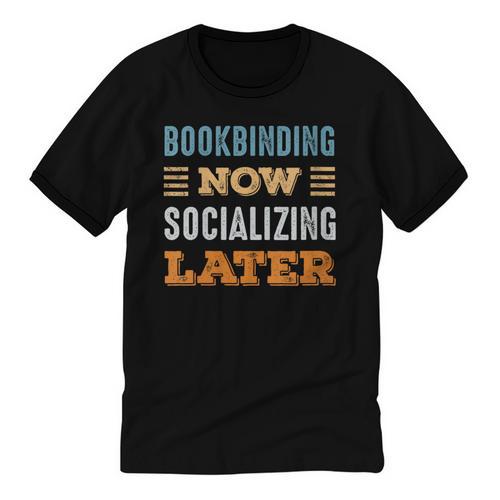 Bookbinding Now Minimal Socializing Introvert Vintage Unisex Cotton Ringer T-Shirt - Raresse