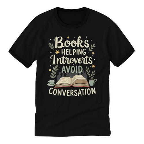 Books Helping Introverts Avoid Conversation Introvert Unisex Cotton Ringer T-Shirt - Raresse