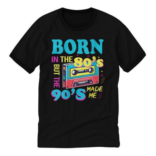 Born In The 80's But 90's Made Me Nostalgia Cassette Tape Unisex Cotton Ringer T-Shirt - Figerry