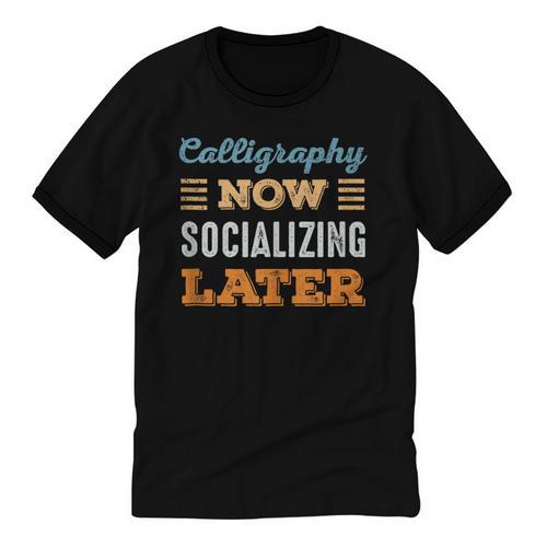 Calligraphy Now Minimal Socializing Introvert Vintage Unisex Cotton Ringer T-Shirt - Raresse
