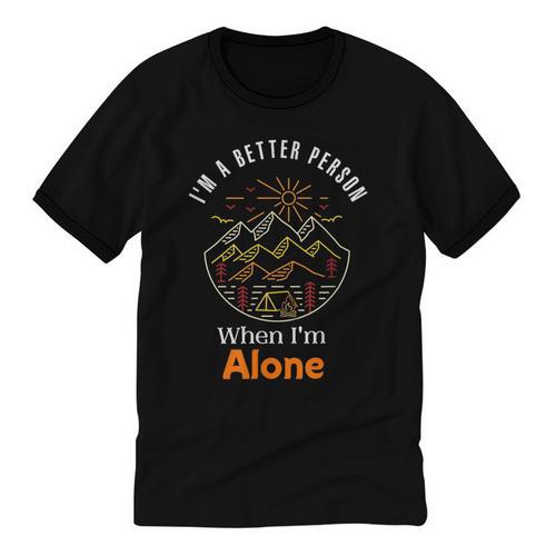 Camping Alone Meme Campfire Introvert Camper Unisex Cotton Ringer T-Shirt - Raresse