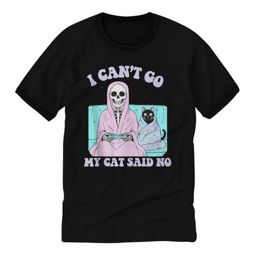 I Can't Go My Cat Said No Introvert Anxiety Cat Lover Unisex Cotton Ringer T-Shirt - Raresse