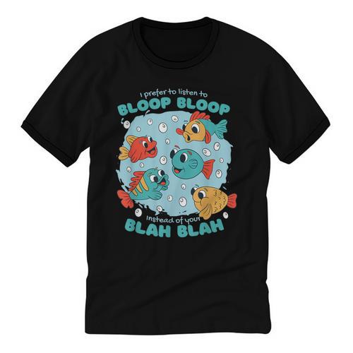 Cartoon Sarcasm Anti-Social Nihilism Introvert Fish Unisex Cotton Ringer T-Shirt - Raresse