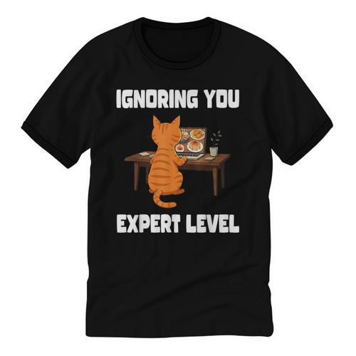 Cat Ignoring You Expert Level Orange Tabby Introvert Unisex Cotton Ringer T-Shirt - Raresse