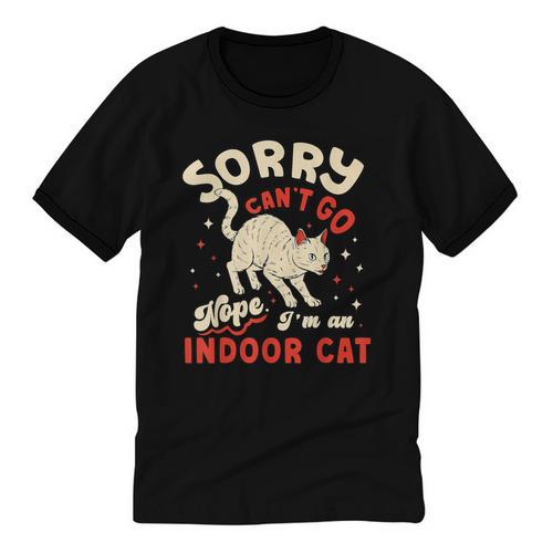 Cat Lover Sorry Cant Go Im An Indoor Introvert Cat Mom Unisex Cotton Ringer T-Shirt - Raresse