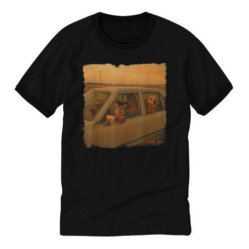 Cat Sloth Dog Retro Nostalgia Roadtrip Photo Unisex Cotton Ringer T-Shirt - Figerry