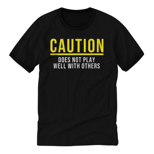 Caution Does Not Play Well With Others Introvert Unisex Cotton Ringer T-Shirt - Raresse