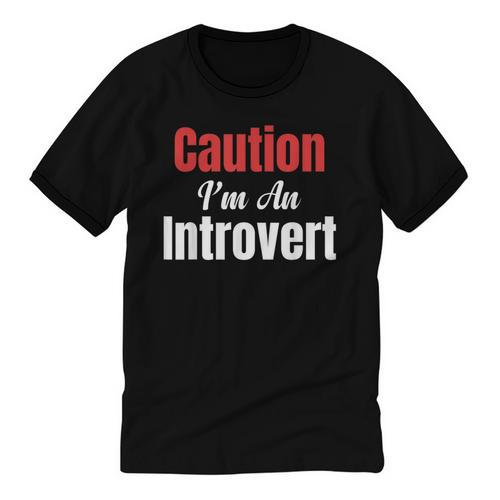 Caution I'm An Introvert Sarcastic Geek Video Gamer Jokes Unisex Cotton Ringer T-Shirt - Raresse