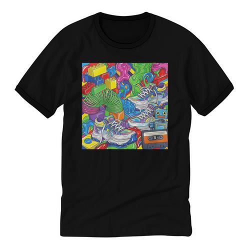 Colorful Kidcore 90s Nostalgia Meme Sneakers Robot Toy Slime Unisex Cotton Ringer T-Shirt - Figerry