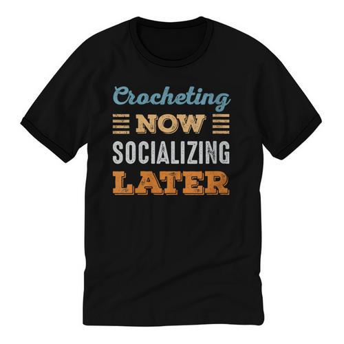 Crocheting Now Minimal Socializing Introvert Vintage Unisex Cotton Ringer T-Shirt - Raresse