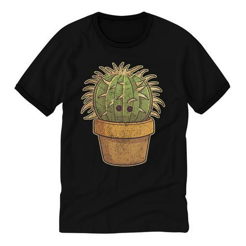 Cute Golden Barrel Cactus Introvert Distressed Unisex Cotton Ringer T-Shirt - Raresse